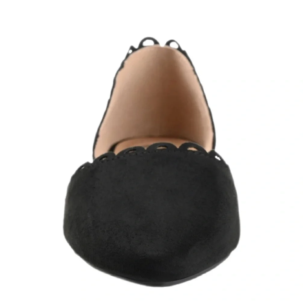 Journee Collection Jezlin Black Faux Suede D’Orsay Flats NWT